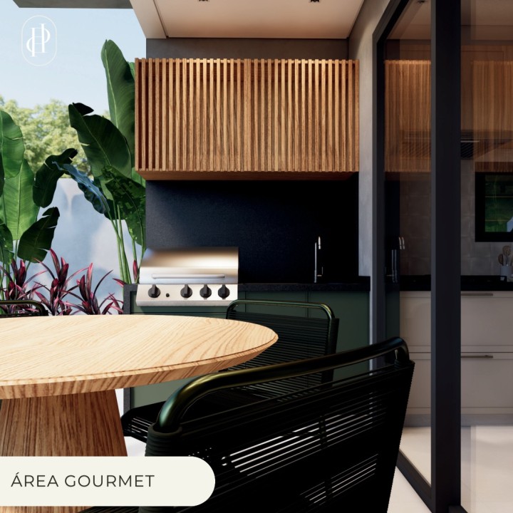 Área gourmet do Palladium Village, perspectiva ilustrativa