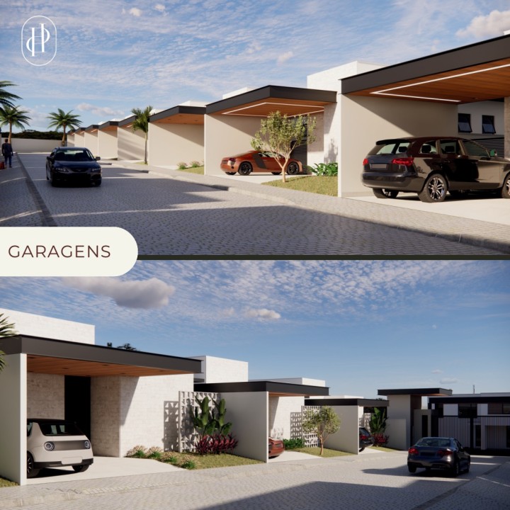 Fachadas e garagens do Palladium Village, perspectiva ilustrativa